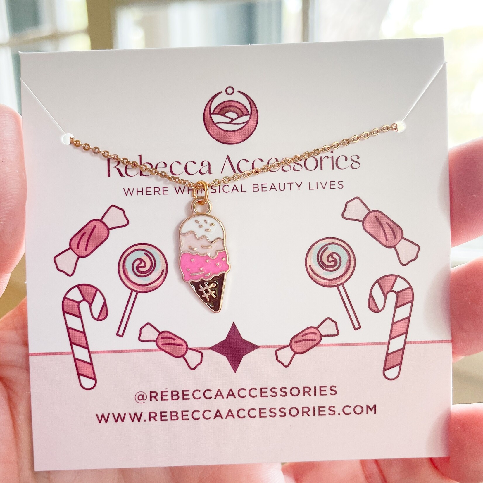 Rebecca Accessories Rebecca Accessories - Necklace - Pink Ice Cream