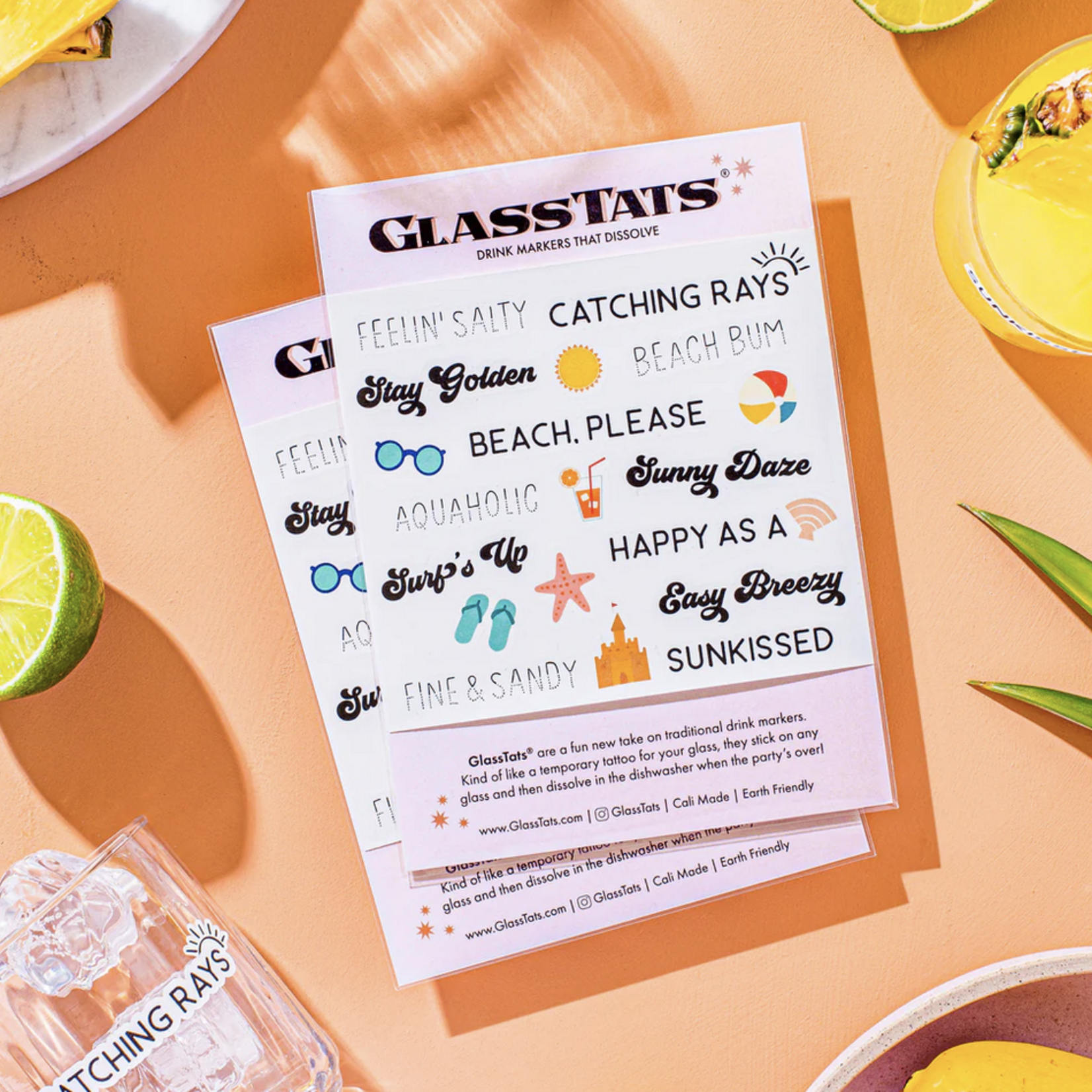Glass Tats Glass Tats - Drink Markers - Beach Vibes