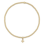 enewton Enewton - Gold 2mm Bead Bracelet - Signature Cross Gold Charm