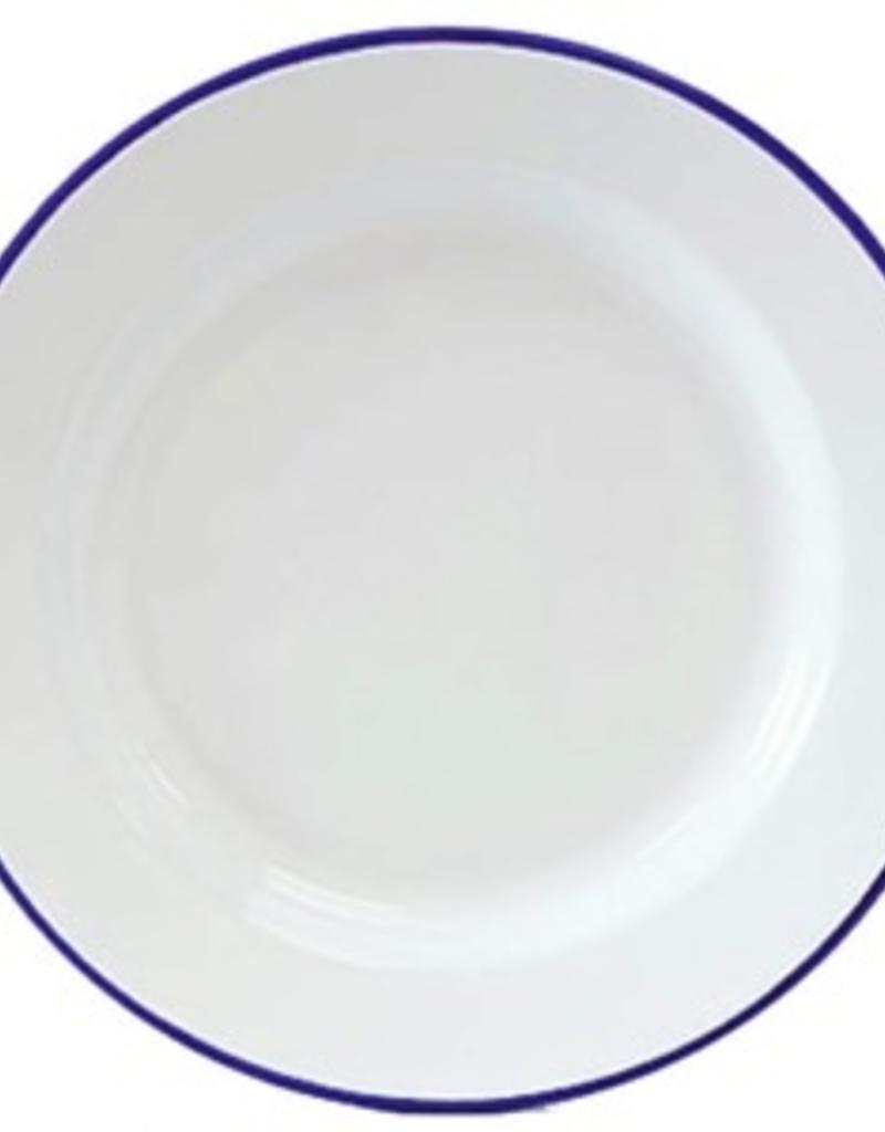 CGS INT. CGS 10.5” dinner Plate Solid White w/ Blue Rim