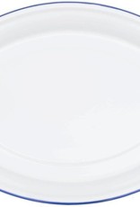 CGS INT. Crow Oval Platter Solid White w/ Blue Rim