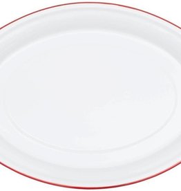 CGS INT. Crow Oval Platter Solid White w/ Red Rim