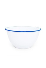 CGS INT. Large Salad Bowl Solid White w/ Blue Rim  10.75” diameter