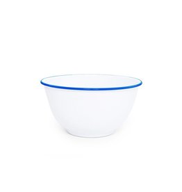 CGS INT. Large Salad Bowl Solid White w/ Blue Rim  10.75” diameter