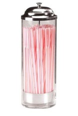 PRODYNE ENTERPRISES PRODYNE ENTERPRISES Old Fashion Straw Dispenser 36 Straws Glass Body with Metal Lid