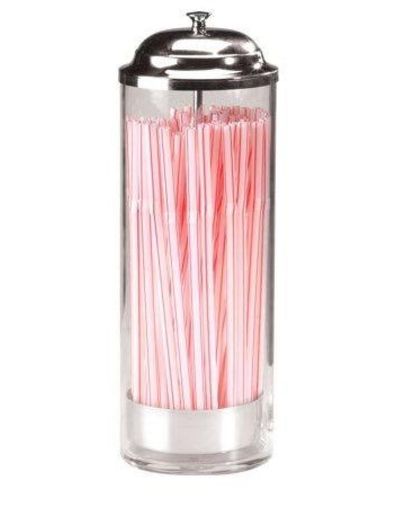 PRODYNE ENTERPRISES PRODYNE ENTERPRISES Old Fashion Straw Dispenser 36 Straws Glass Body with Metal Lid