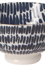 NOW DESIGNS Now design Bowl Stamped 4” Shibori Dash navy blue & white