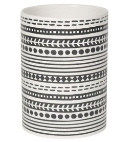 NOW DESIGNS Now Design Utensil Crock Canyon White With Black Stripes Design