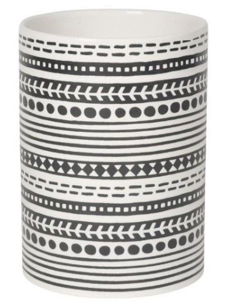 NOW DESIGNS Now Design Utensil Crock Canyon White With Black Stripes Design