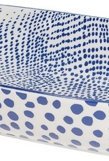 NOW DESIGNS Now Design Bakin Dish Rectanglar Large Lazurite White With Blue Spots