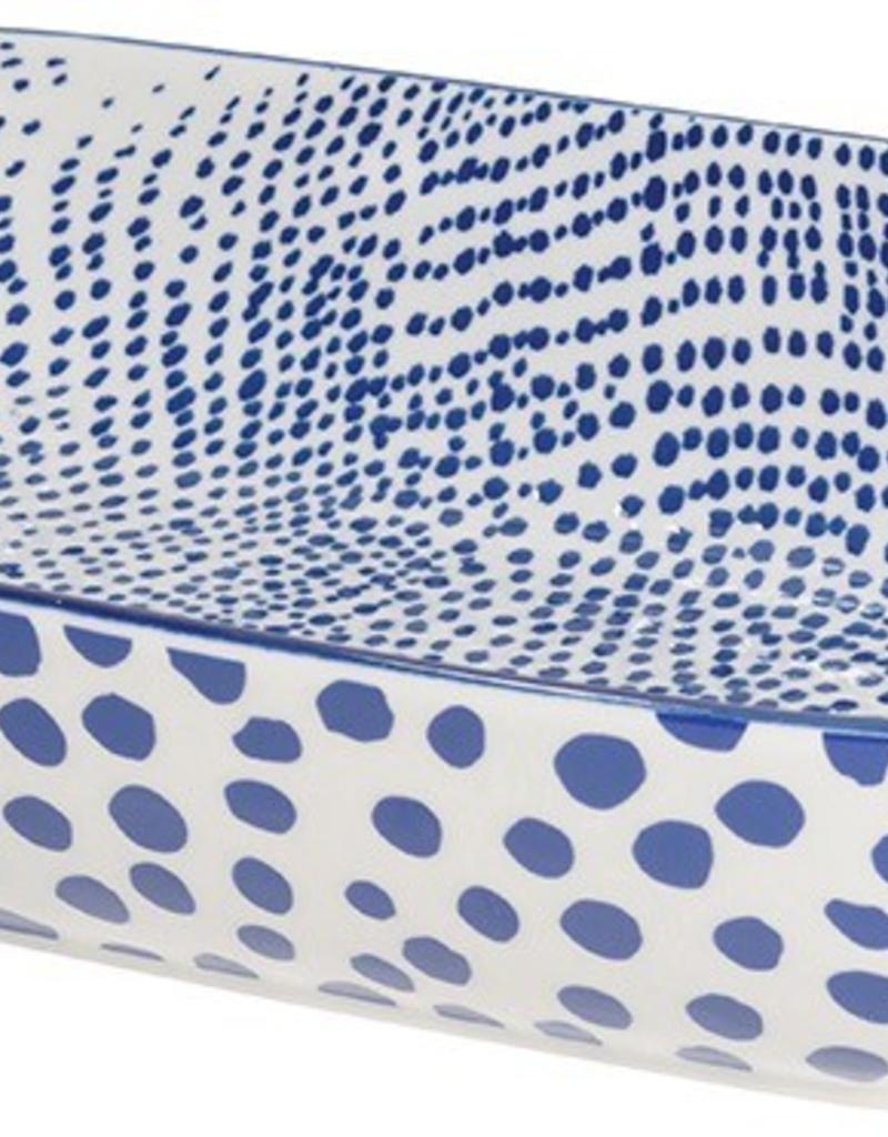 NOW DESIGNS Now Design Bakin Dish Rectanglar Large Lazurite White With Blue Spots