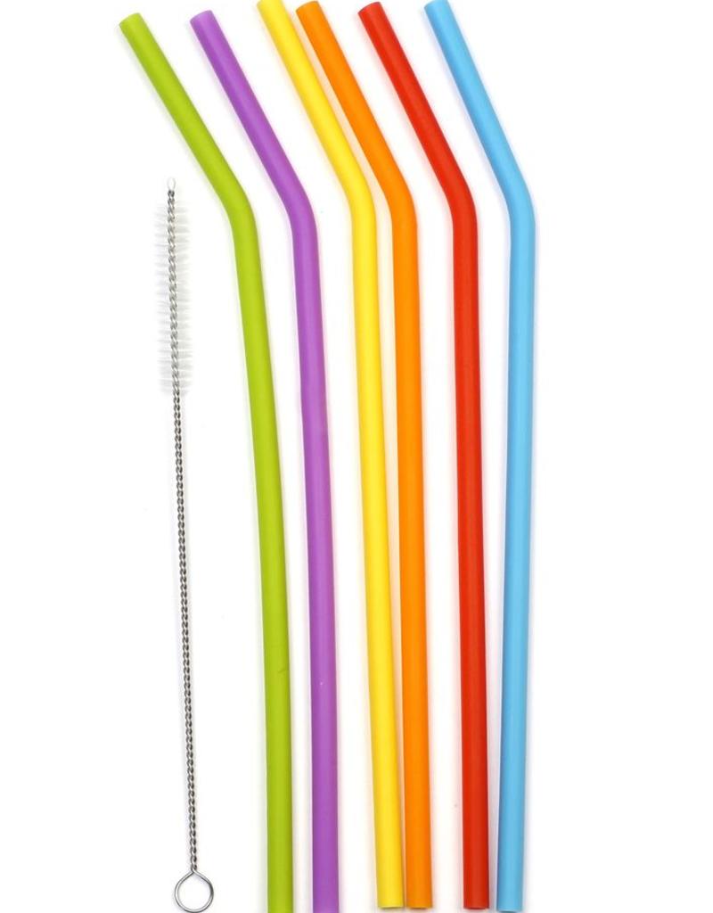 RSVP INTERNATIONAL INC RSVP Silicone Straws Large Different Colors + Cleaning Brush
