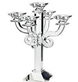 GODINGER Crystal Scroll 5 Arm candle holder Candlelabra clear glass