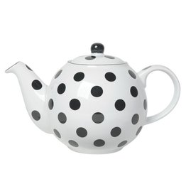 NOW DESIGNS NOW DESIGN Ceramic Teapot Globe 6 Cup White with Black Spots