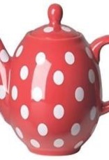 NOW DESIGNS NOW DESIGN Ceramic Teapot Globe 6 Cup Red with White Spots