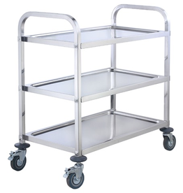 WINCO Winco 3 Tier s/s Trolley with bus cart Casters  L30 x W16 x 33H silver 330lbs capacity