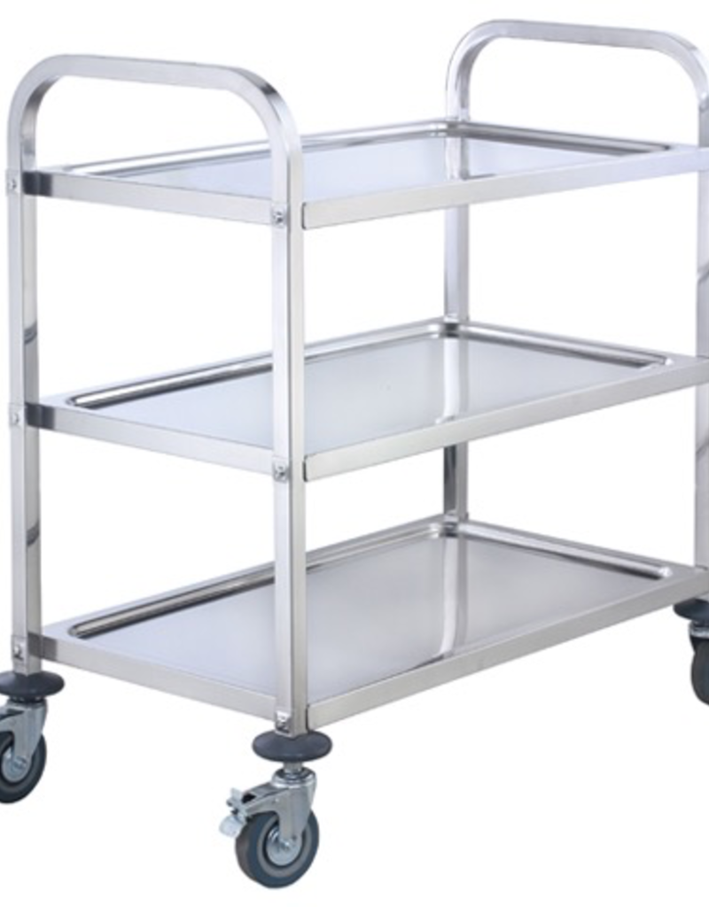WINCO Winco 3 Tier s/s Trolley with bus cart Casters  L30 x W16 x 33H silver 330lbs capacity