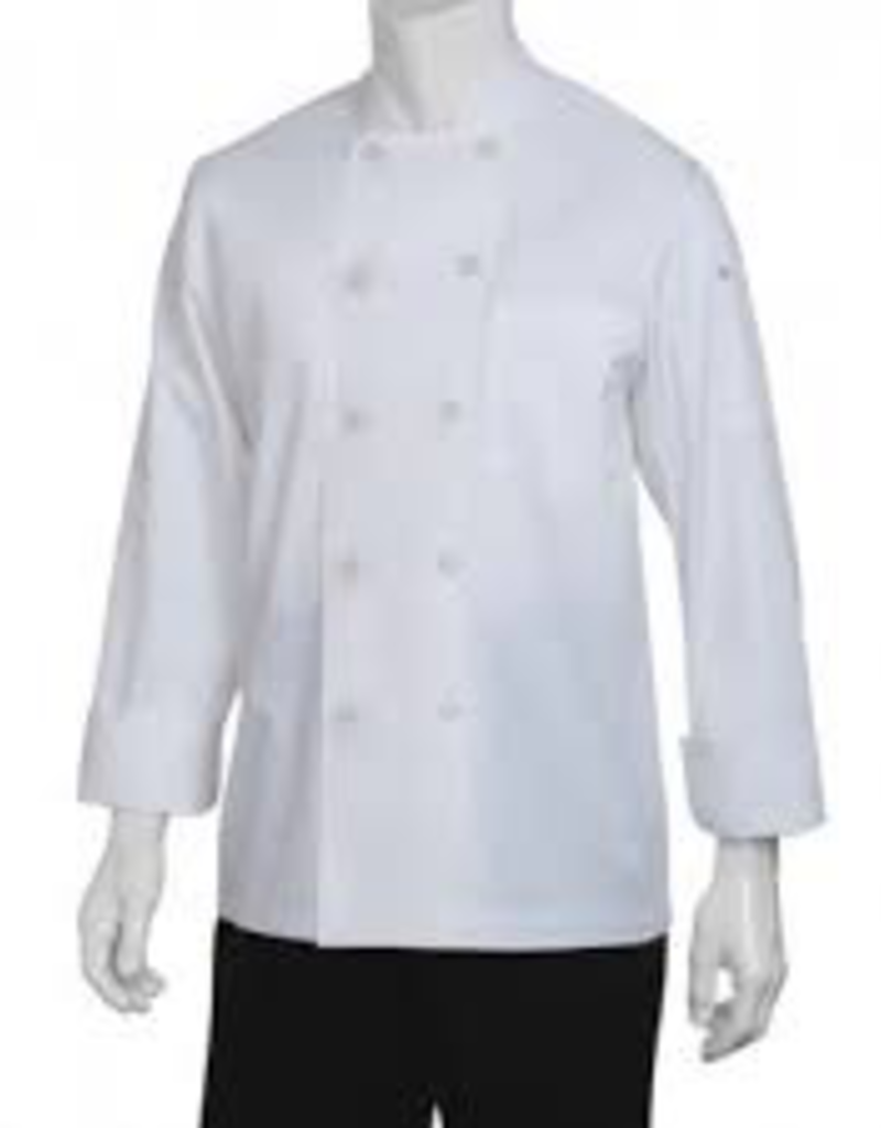 Chef Works Chef Works Le Mans Basic  long sleeve Chef Coat Large 65% Poly/35% Cotton white