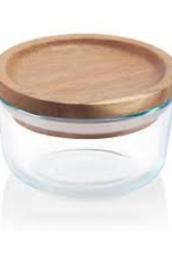 Corelle Brands Pyrex 2 Cup glass container with Wooden lid