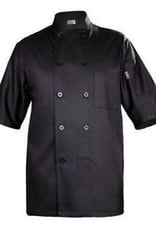 Chef Works Chef Works Black Chambery Basic short sleeeve Chef Coat Medium 65% Poly/35% Cotton