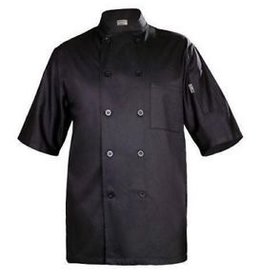 Chef Works Chef Works Black Chambery Basic short sleeeve Chef Coat Medium 65% Poly/35% Cotton