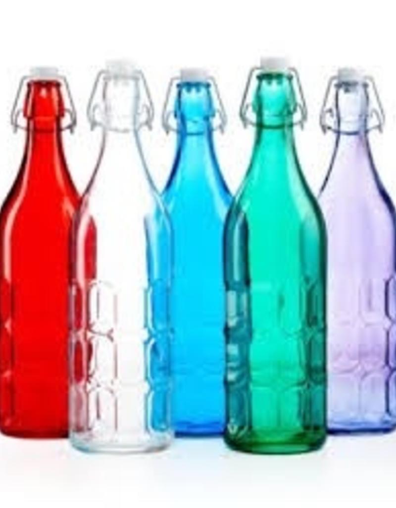 BORMIOLI ROCCO GLASS Bormioli 1 liter moreska Bottle  w/ Lid clear