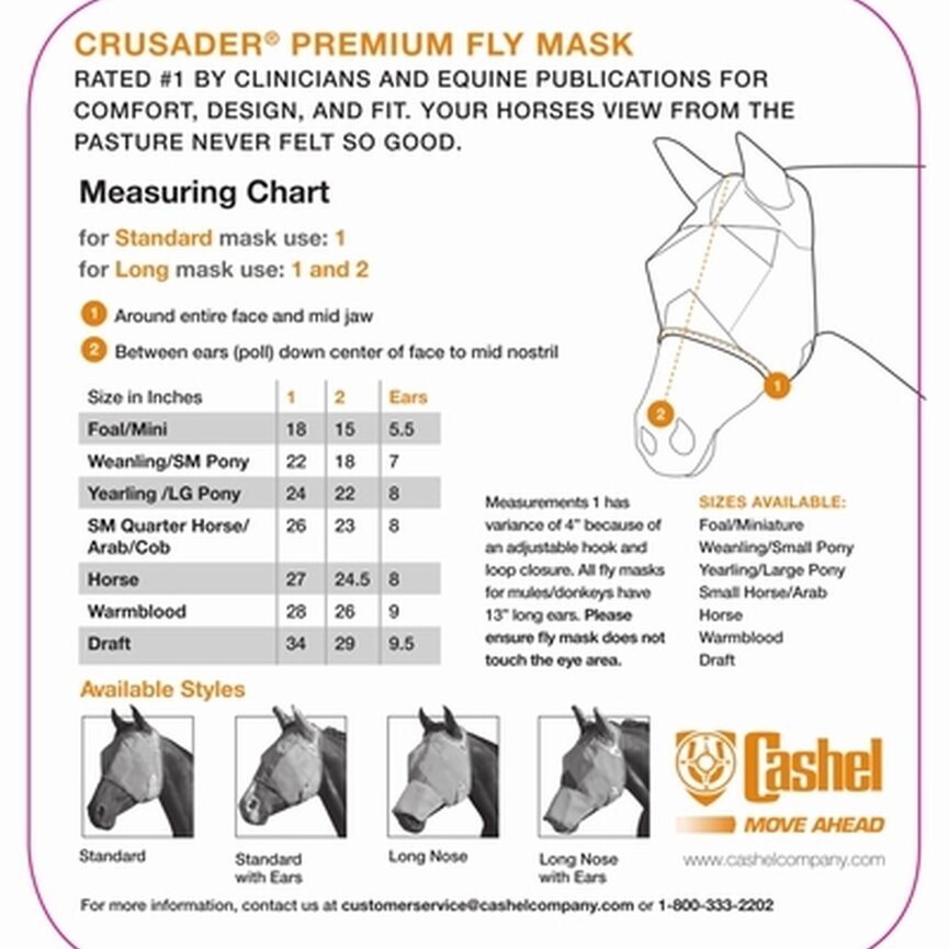 CRUSADER FLY MASK STANDARD WITH EARS