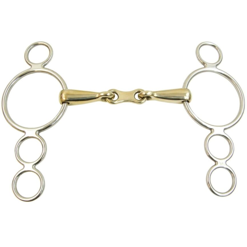 GS FRENCH LINK CONTINENTAL 3-RING GAG BIT