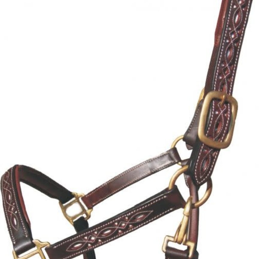 CARVED UNDERLAY LEATHER HALTER