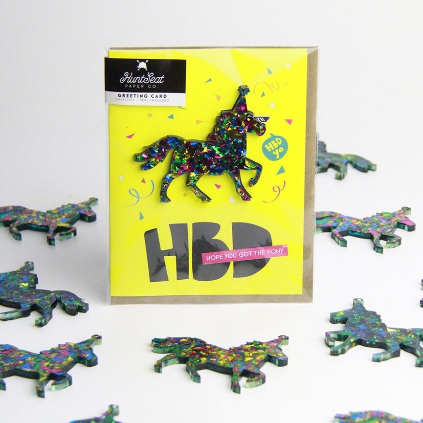 HBD PONY CHARM EQUESTIRN GREETING CARD