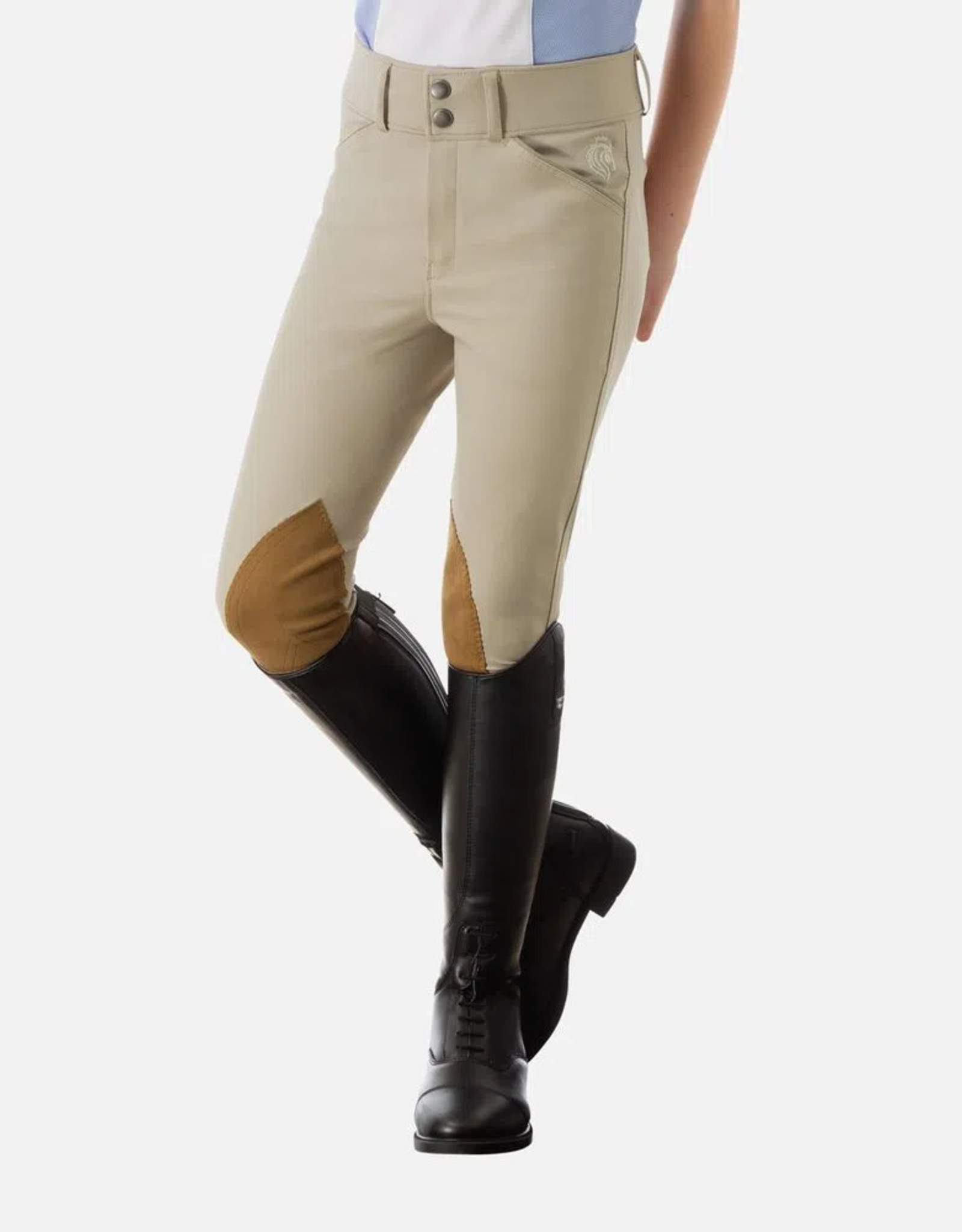TUVA KIDS SHOW KNEE PATCH BREECHES TAN Equine Essentials Tack