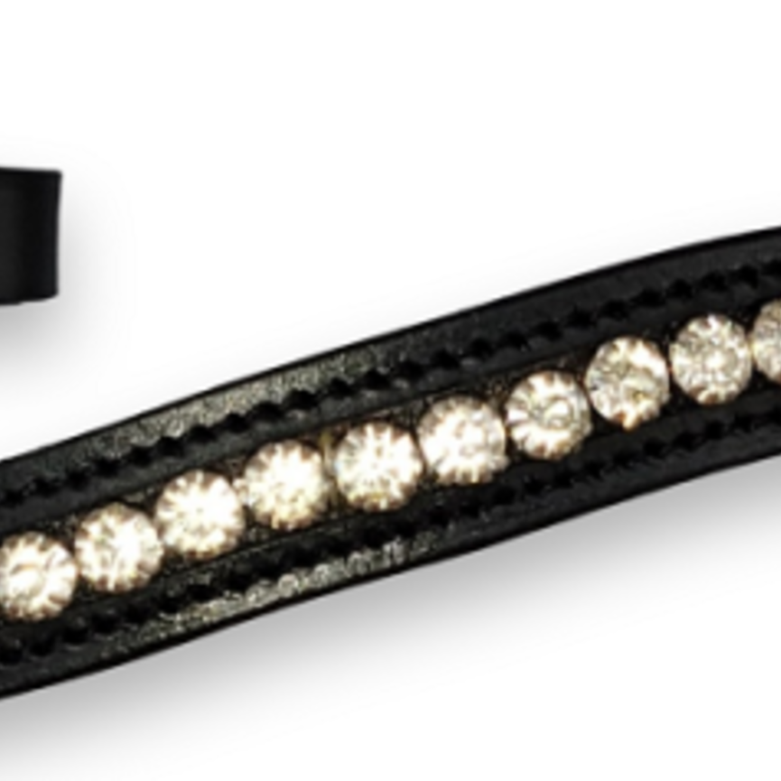 Shaped White Crystal Curved Black Browband
