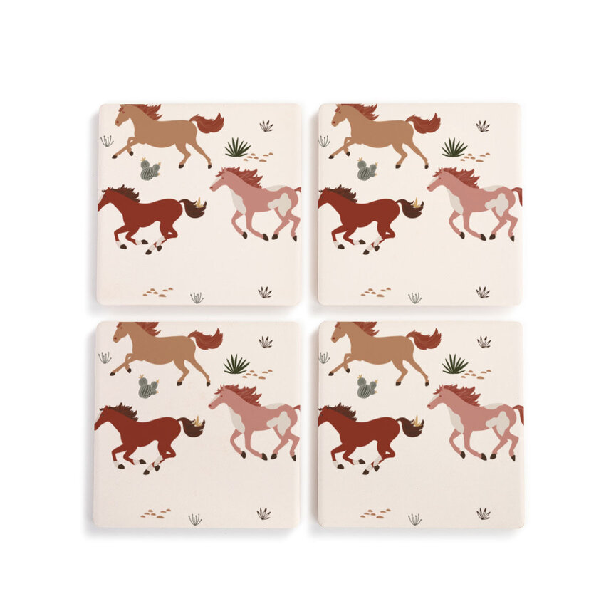 HP Running Horses Coasters - Set Of 4