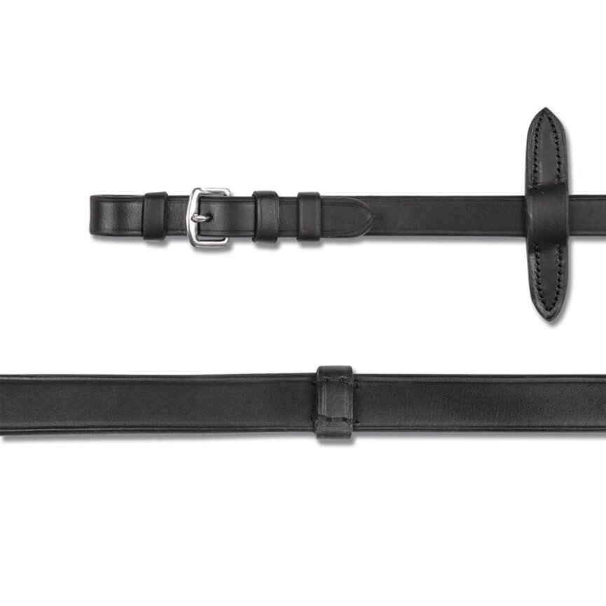 WEMBLEY LEATHER REINS - BLACK - XLONG