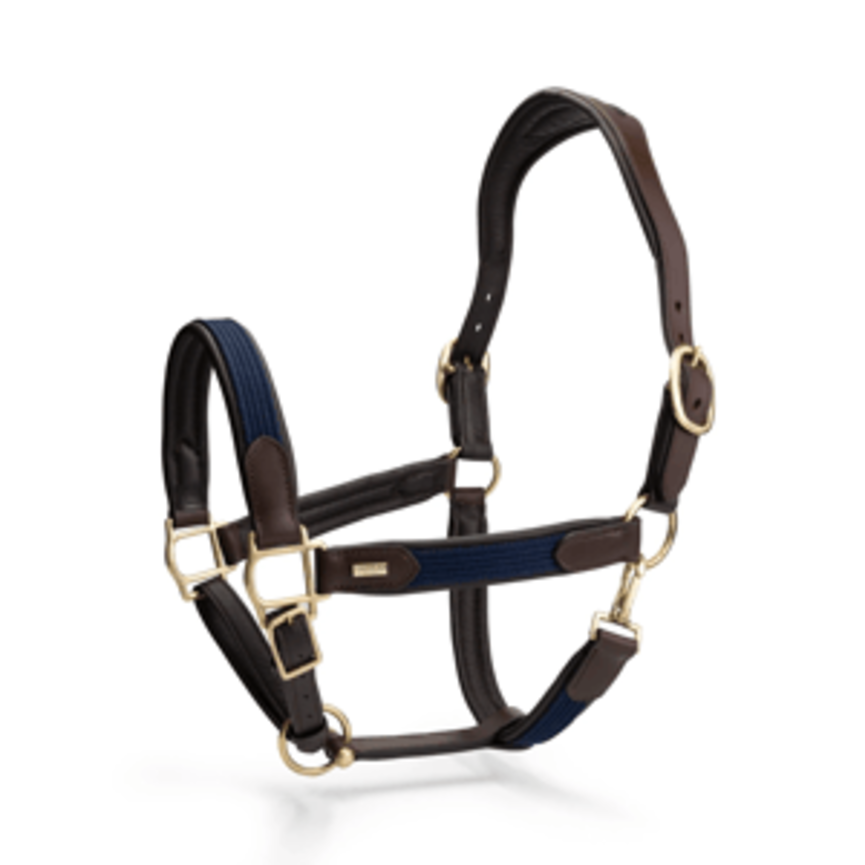 Deluxe Leather Halter - Navy/Brown