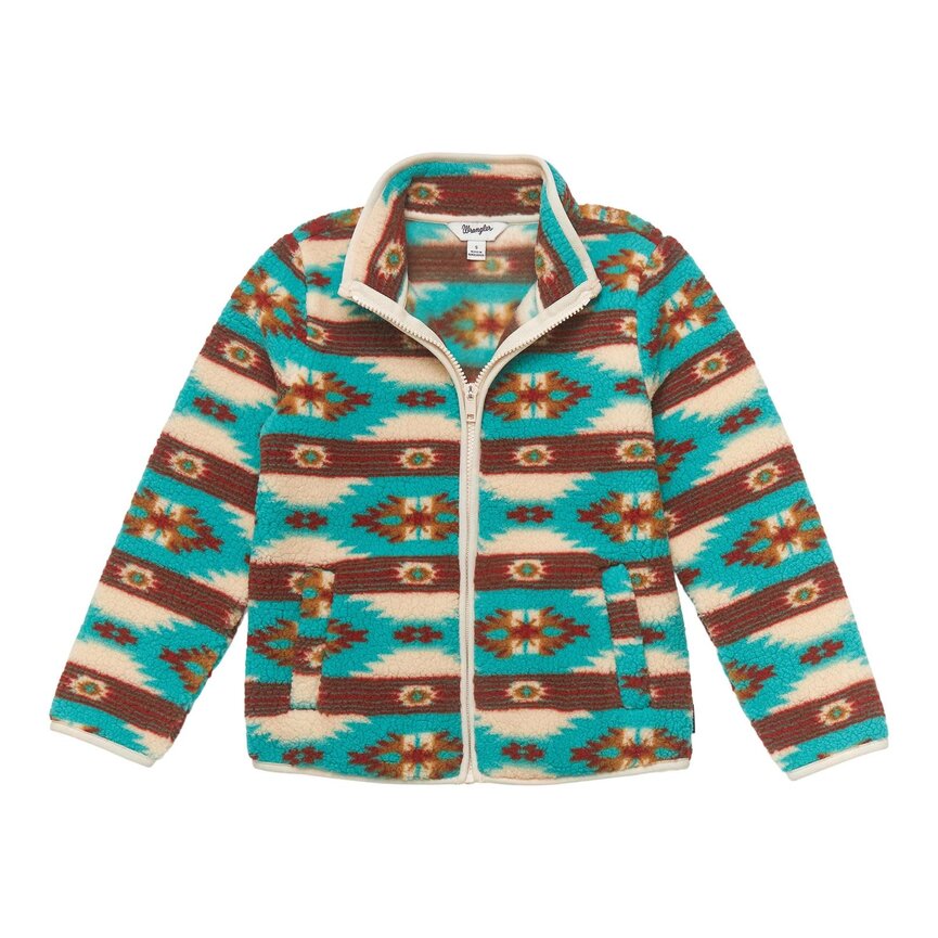 Girls Full Zip Sherpa - Green Multi
