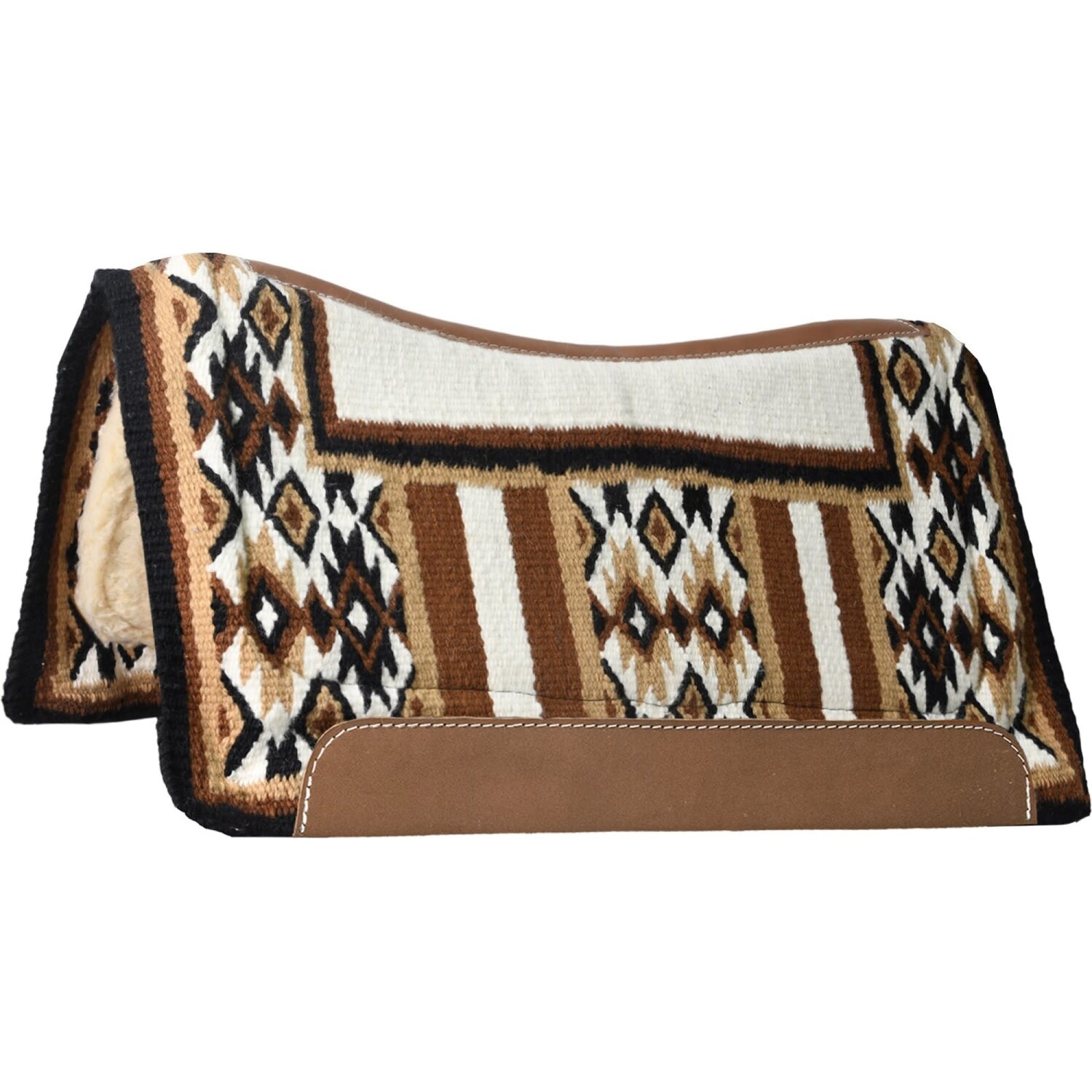 MUSTANG BLUE HORSE CONTOURED TUCSON NAVAJO SADDLE PAD WITH MERINO WOOL BOTTOM 38 X 34
