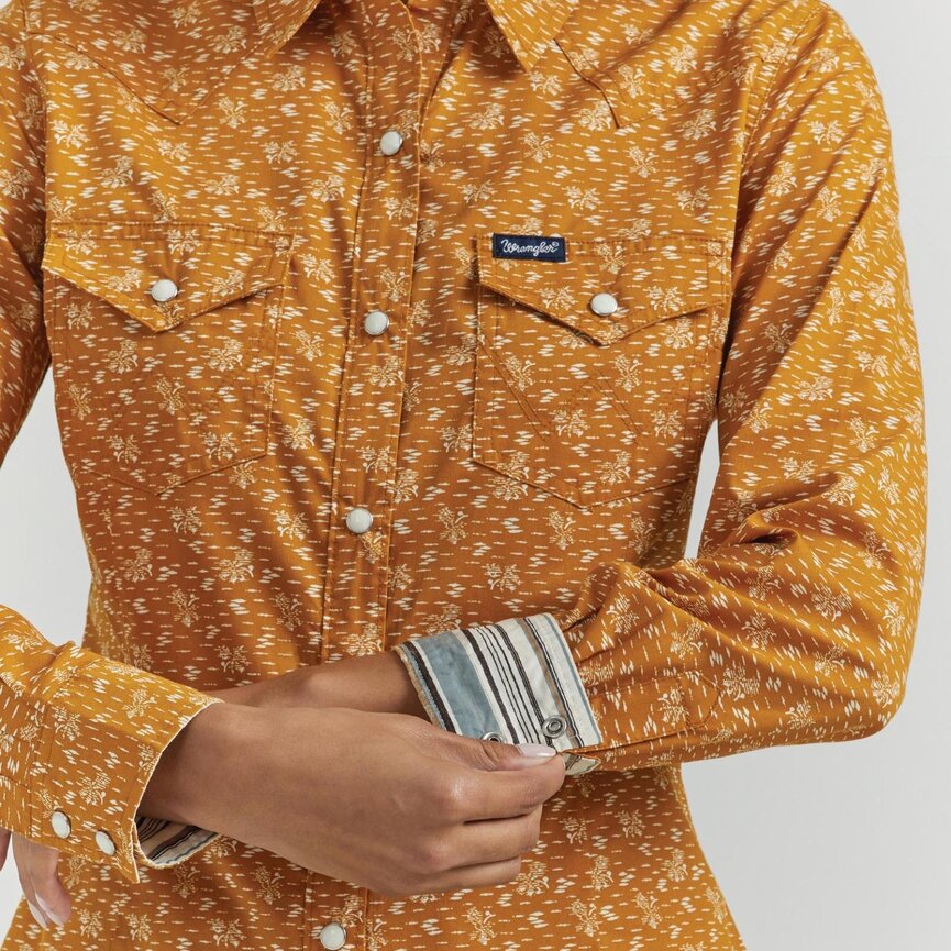 Western Dress Snap Shirt - Orange