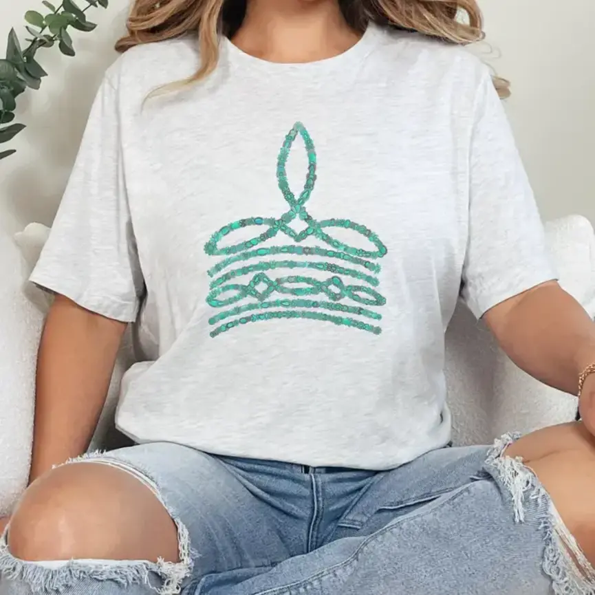 TURQUOISE BOOTSTITCH TEE