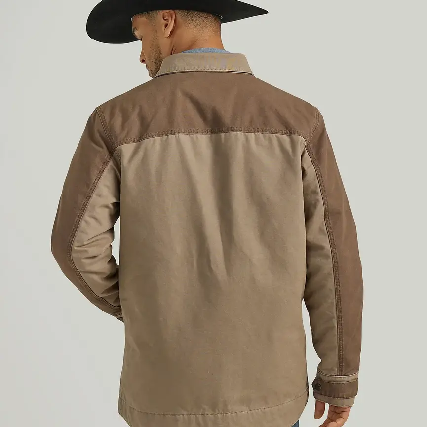 Men's Mixed Canvas Chore Jacket in Sandstone
