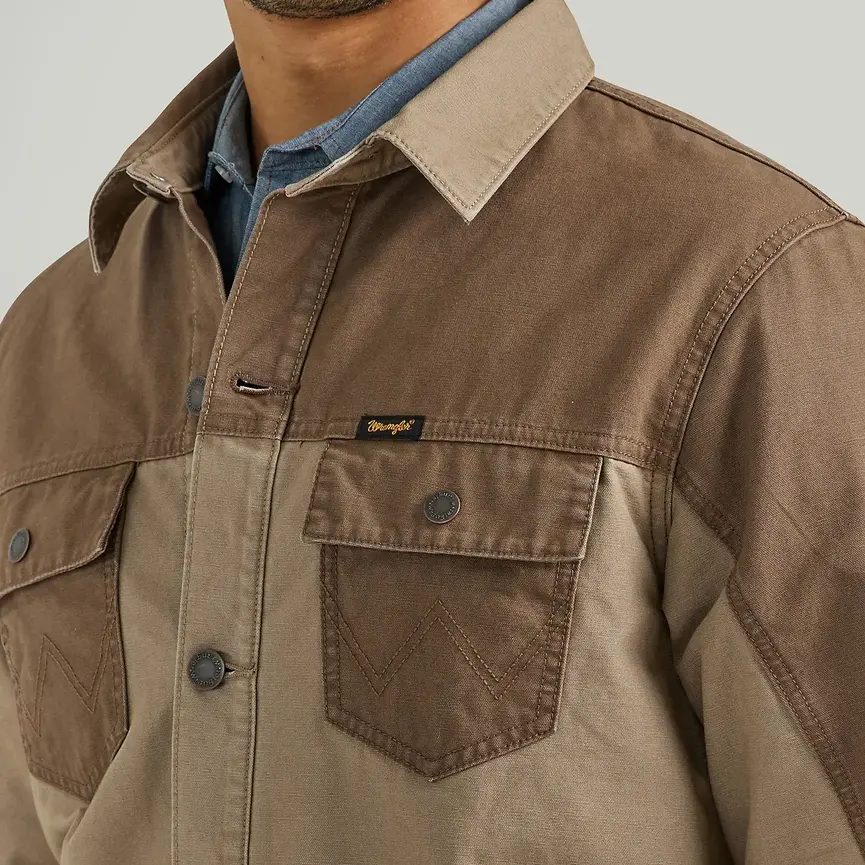 Men's Mixed Canvas Chore Jacket in Sandstone