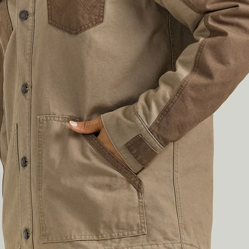 Men's Mixed Canvas Chore Jacket in Sandstone
