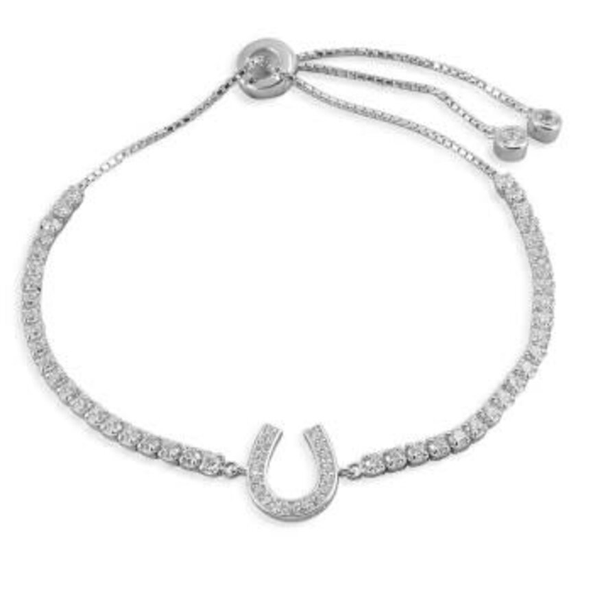 HORSESHOE BOLO BRACELET, STERLING SILVER