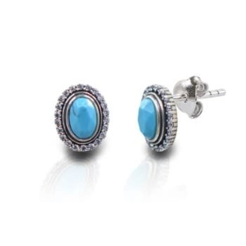 OVAL TURQUOISE EARRING, STERLING SILVER