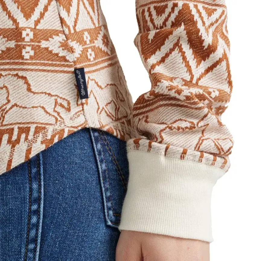 Women's Americana Long Sleeve Knit Aztec Print In Brown