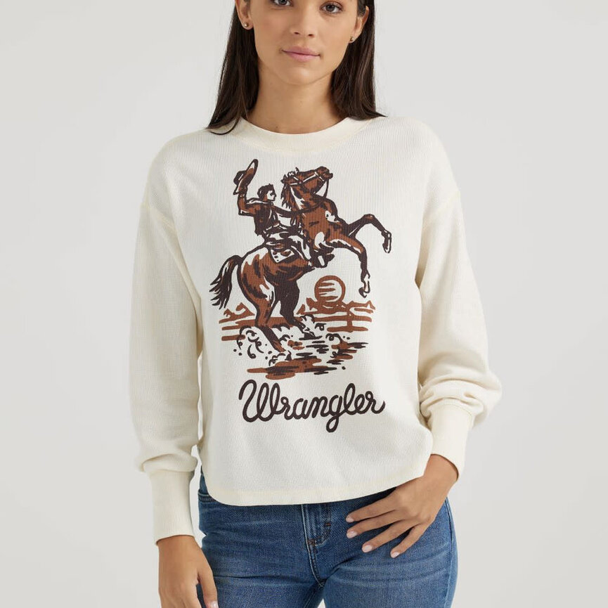 Women's Long Sleeve Thermal Top In Buck White