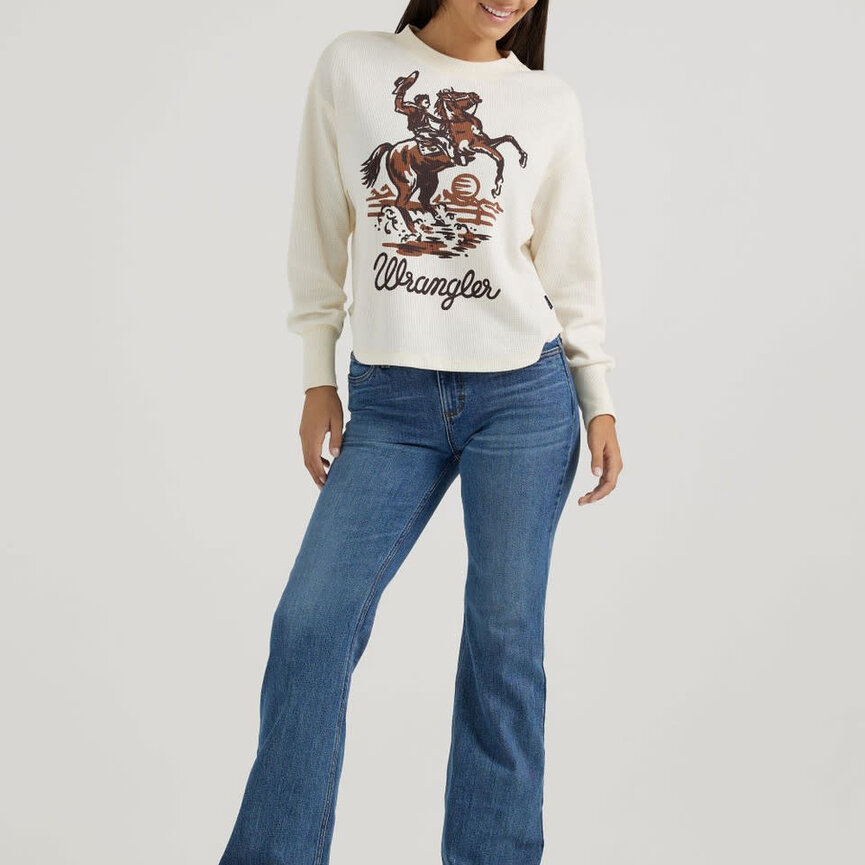 Women's Long Sleeve Thermal Top In Buck White