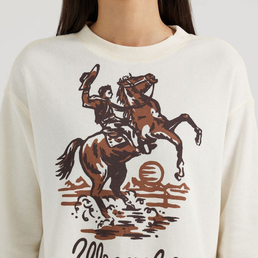 Women's Long Sleeve Thermal Top In Buck White