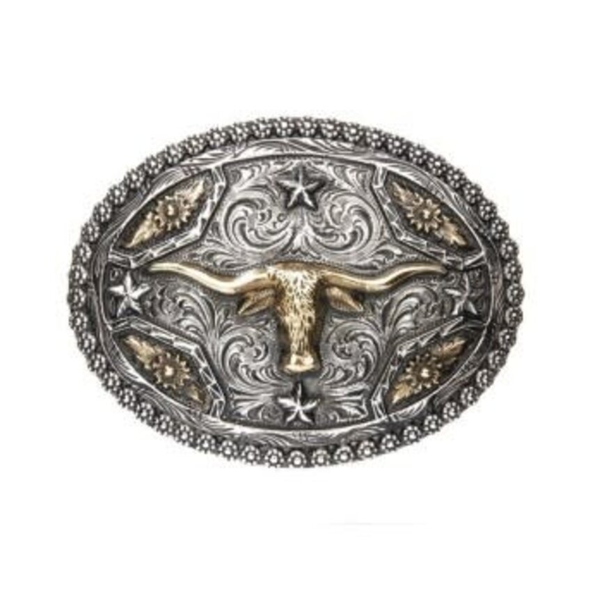 TWO TONED LONGHORN with OVAL BERRY EDGE BUCKLE