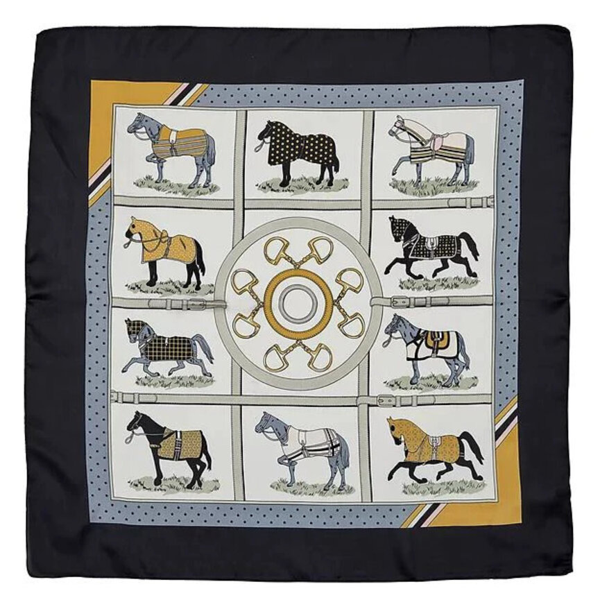 Silky Scarf - Horses in Blankets 28" x 28"